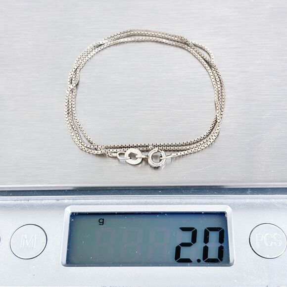 Vintage SU Sterling Silver 925 0.8mm Box Chain Necklace 16" - Picture 3 of 3